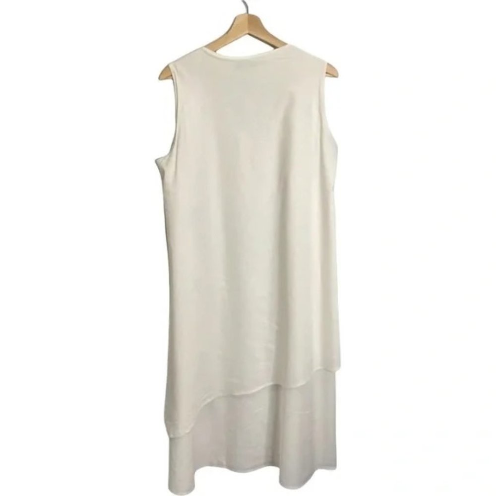 DOWN TO EARTH Off White Linen Rayon Blend Lagenlook Sleeveless Maxi dress Sz XL - Picture 2 of 6